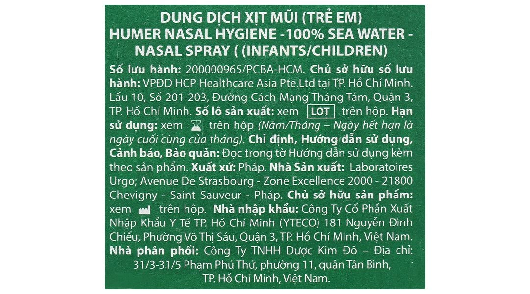Dung dịch xịt mũi Humer Nasal Hygiene vệ sinh mũi hằng ngày cho bé chai 150ml - 5
